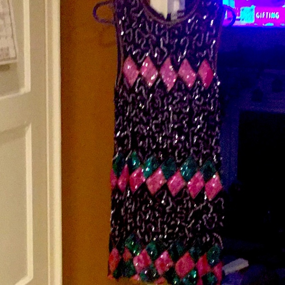 Carina 100%  silk and sequins woman’s dress size small beautiful
